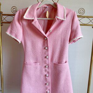 Korean fashion tweed feminine collar barbie mini dress size small